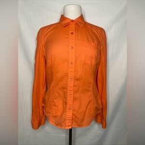 Jones New York sport Button Shirt Women’s Small orange roll tab Sleeve